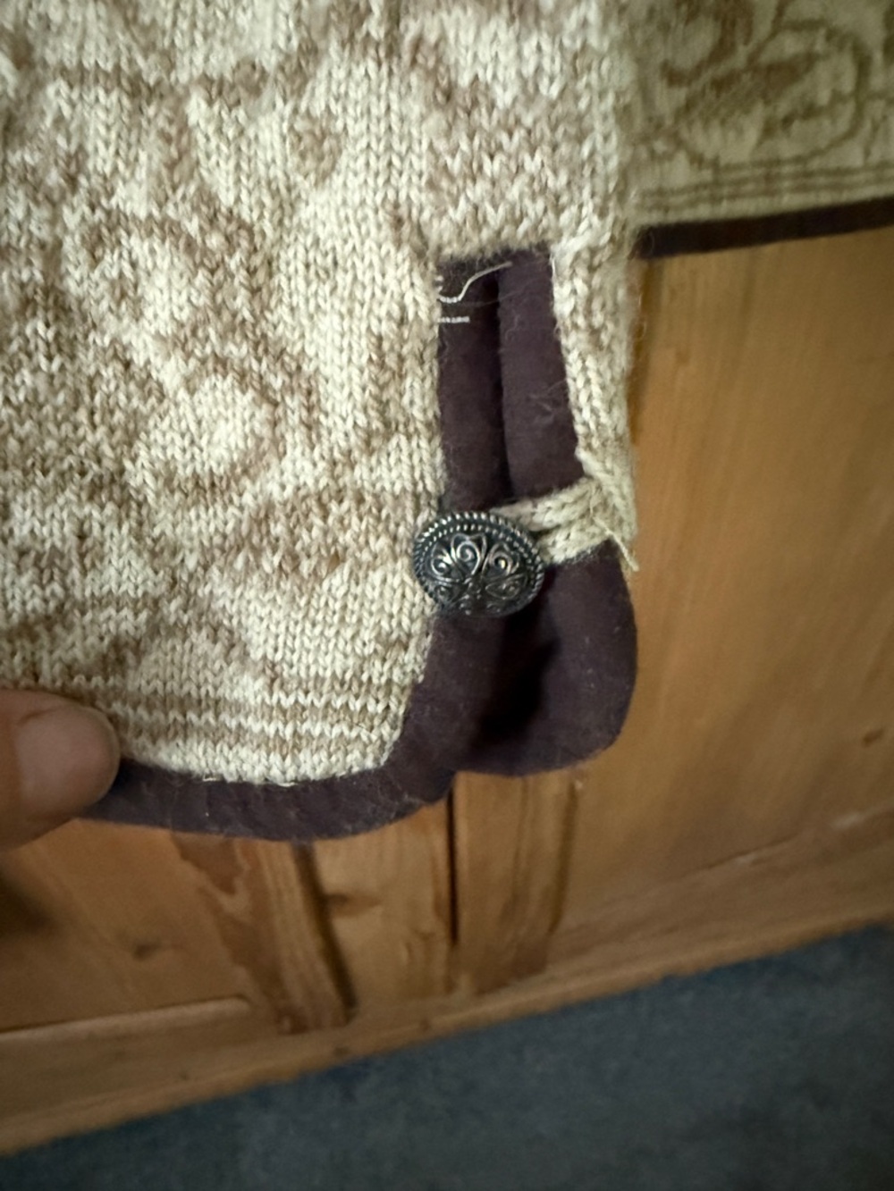 Dale of Norway Cream and Brown Patterned Wool Cardigan - Picture 3 of 8